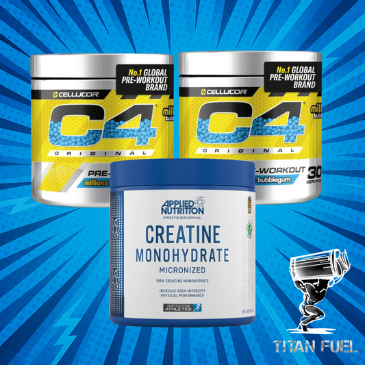 Creatine and two Cellucor C4 original pre workout Titanfuel - Malta